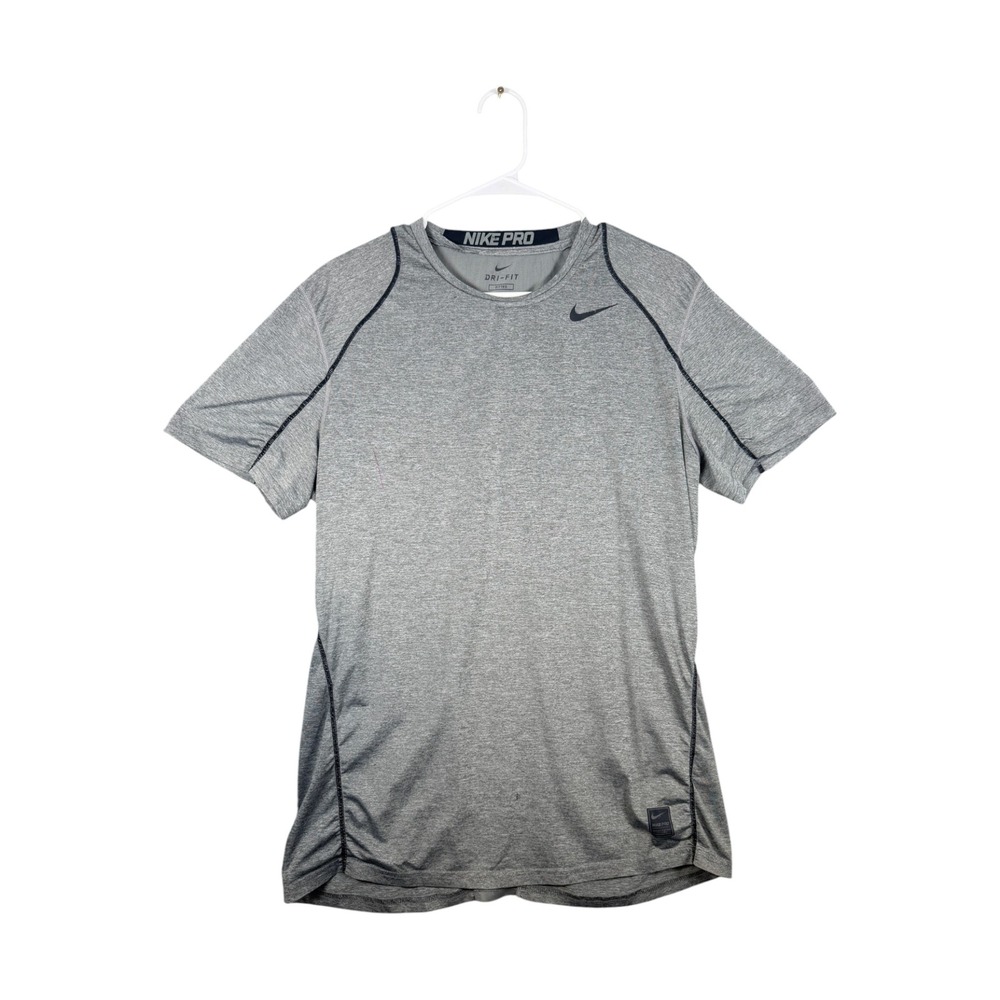 Nike Pro Dri-FIT Mens Large Gray Fitted Short Sleeve Training Shirt Mesh Back